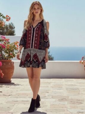 Free People Portobello Road Boho Tunic Ruffle  Mini-dress. Size: Medium.
